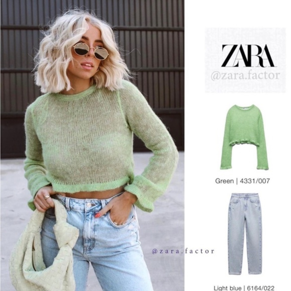 ZARA cuff ruffled crop knit sweater 4331/007 - Picture 4 of 11